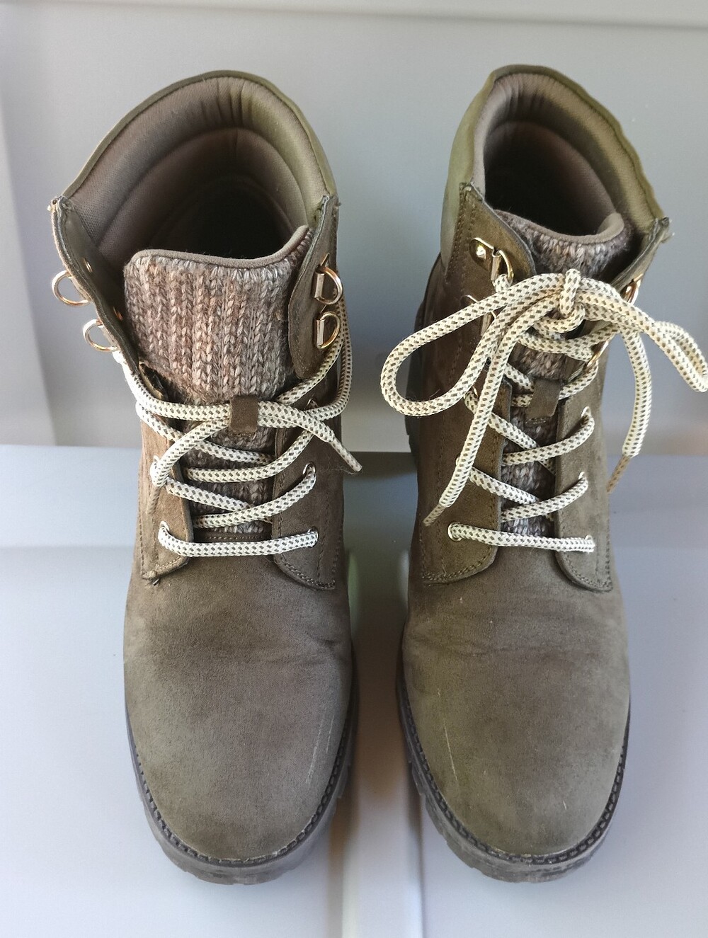 Maurices Brittney Block Heel Hiker Boots Women's Size 7.5M in dark olive green